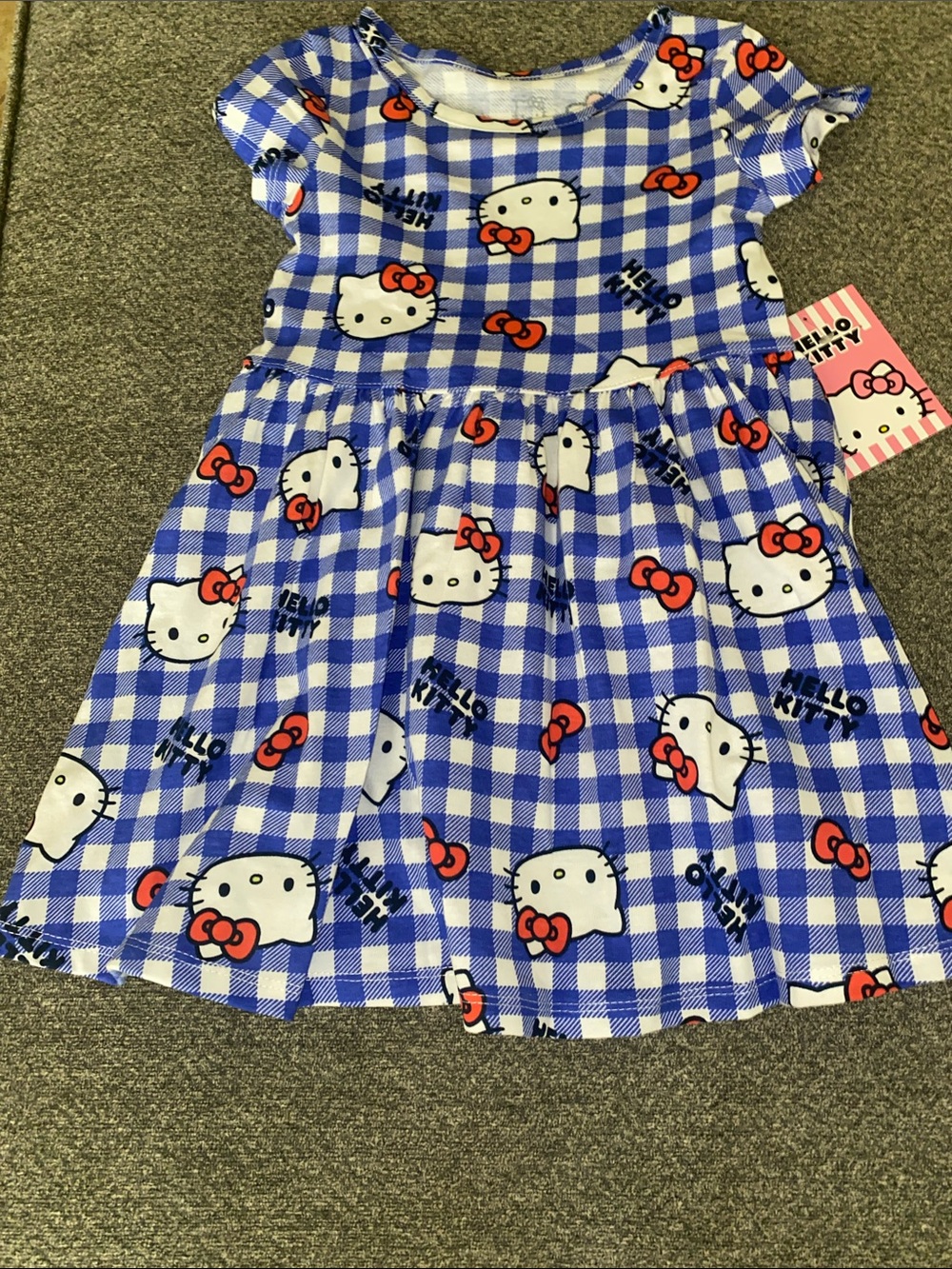 Hello Kitty Blue White Gingham Dress with Red Accents